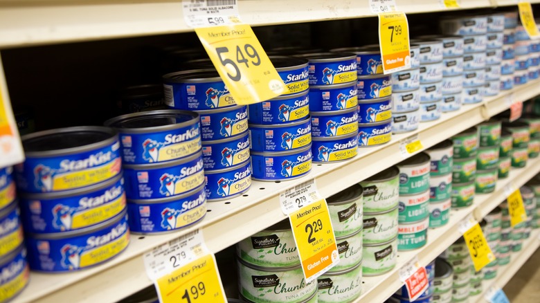 cans of tuna in store