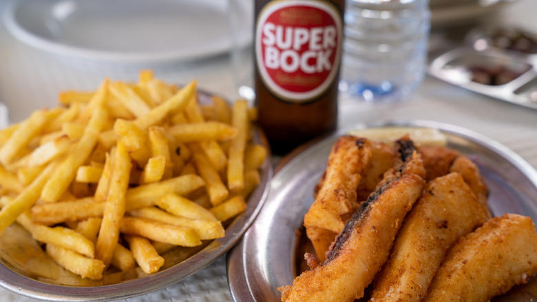 Cuttlefish with fries and Super Bock