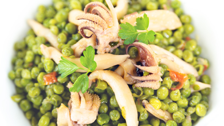 Cuttlefish and pea salad