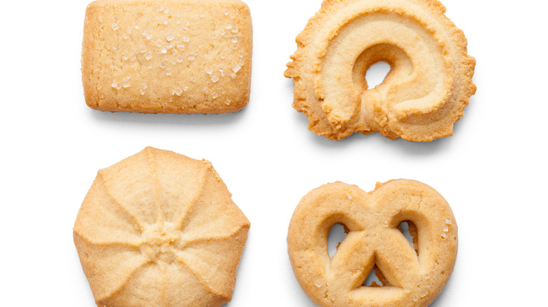 Shortbread cookies on white background