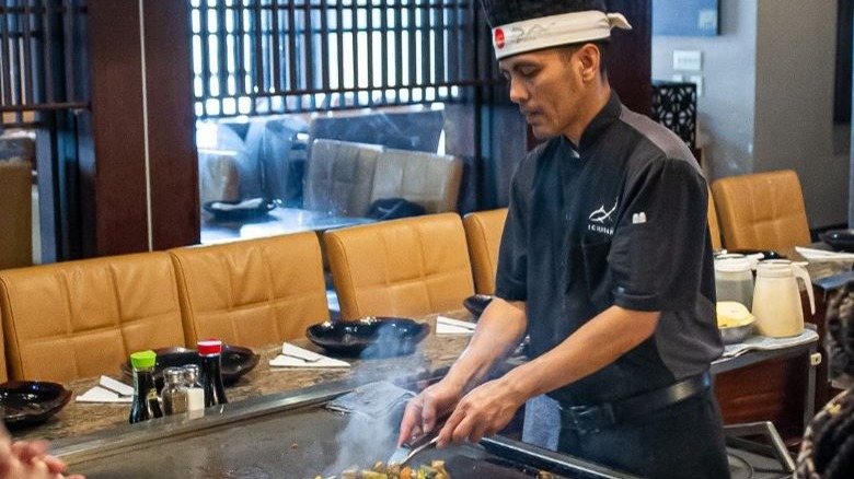 Hibachi chef at grill