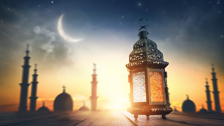 Arabic lantern at sunset
