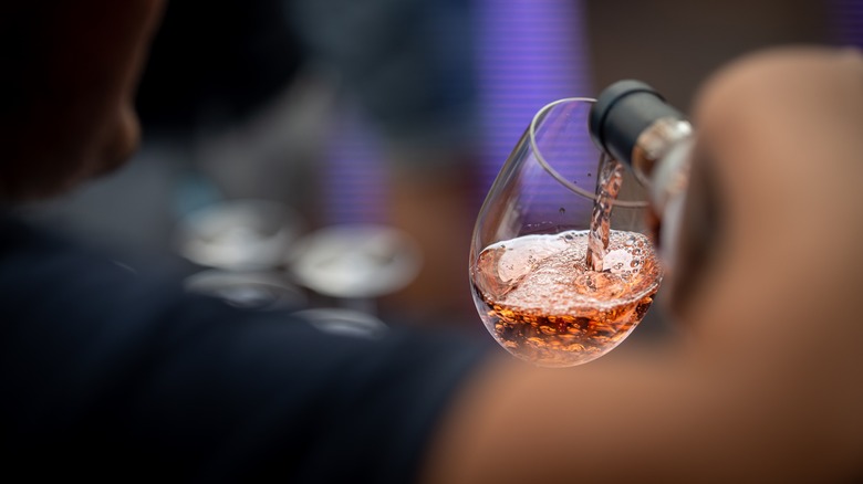 Rosé wine being poured