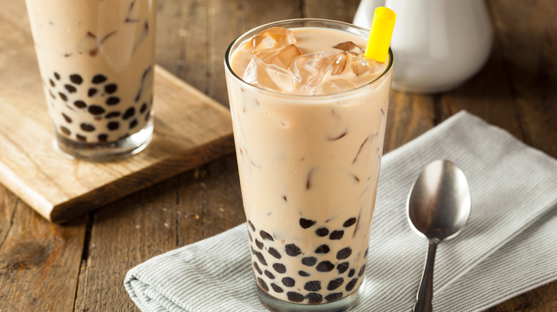 Iced, milky bubble tea