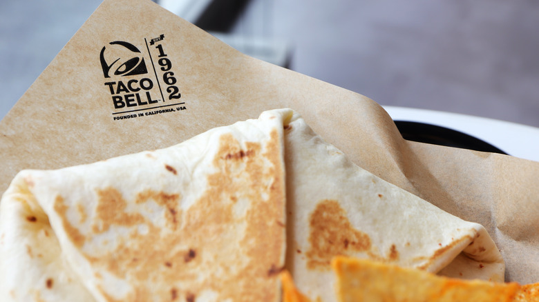 Taco Bell quesadilla and chips