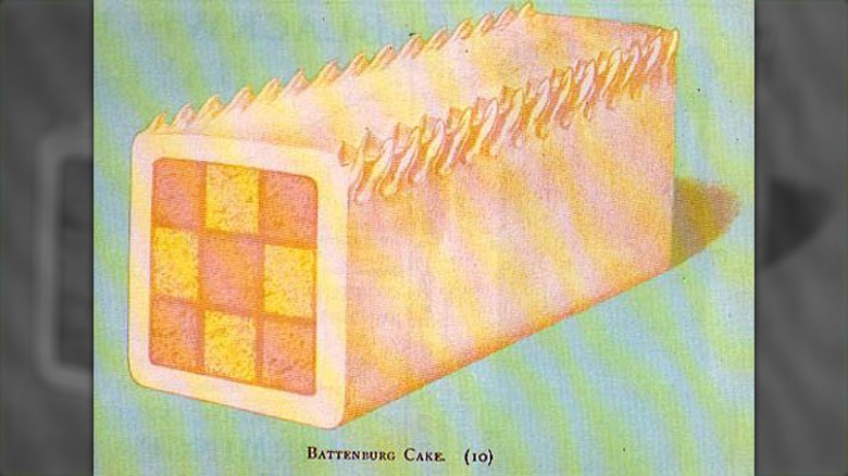 Battenberg cake with nine squares