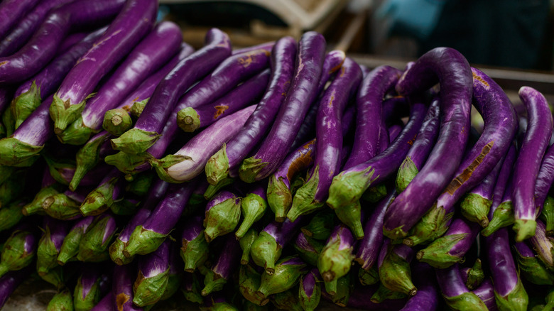 Stack of Chinese eggplants