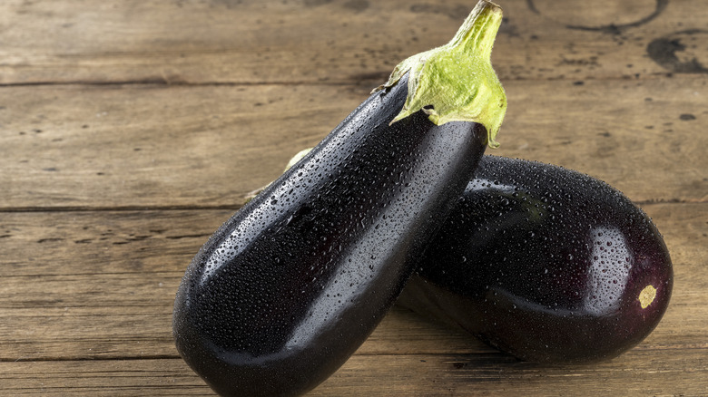 Italian Nadia eggplants on table