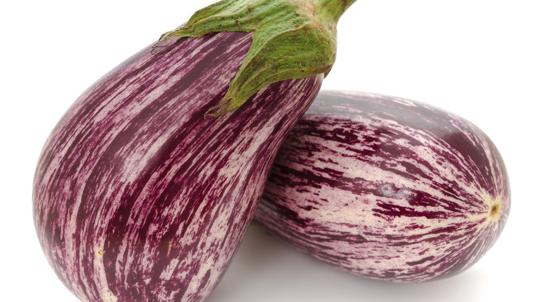 Nubia eggplants against white background