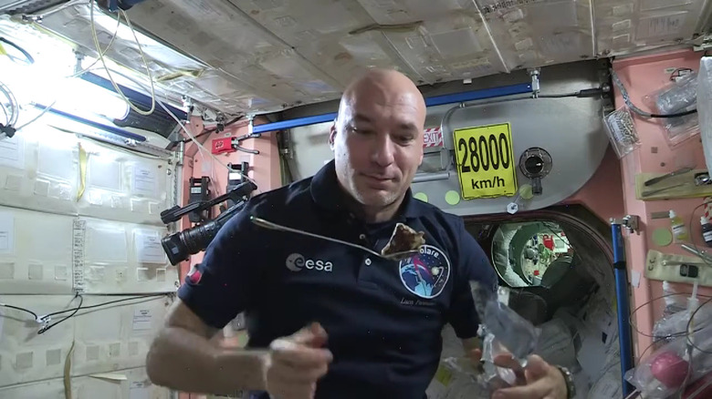 Luca Parmitano eating tiramisu in space