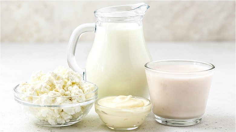 Various dairy products in glass