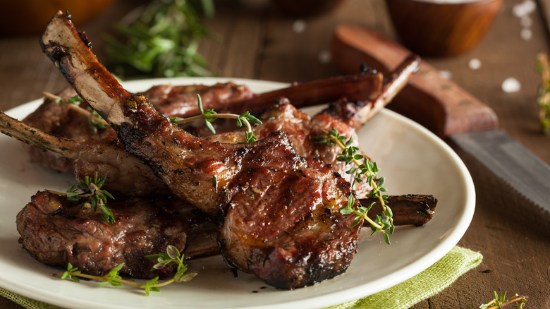 Lamb chops on a plate