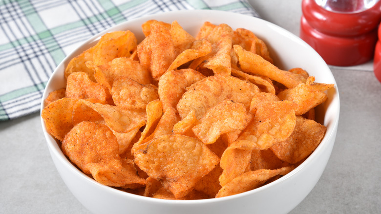 Bowl of BBQ potato chips