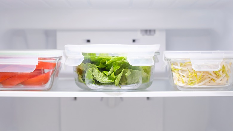 Vegetables stored in refrigerator