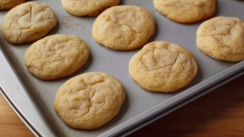 Baking tray of sugar cookies