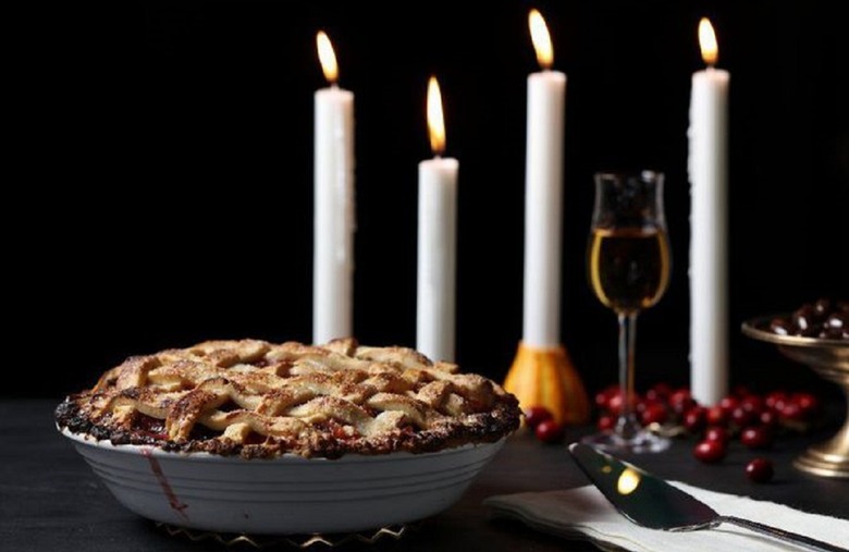 Pear, Double Cranberry and Apple Lattice Pie