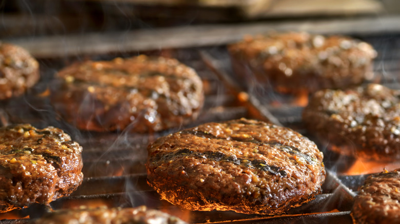 Burgers on a grill