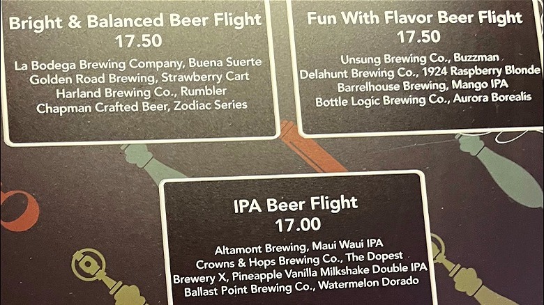 Beer menu at Disney California Adventure