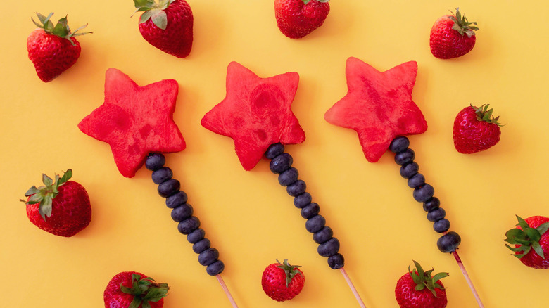 Star-shaped watermelon kabobs