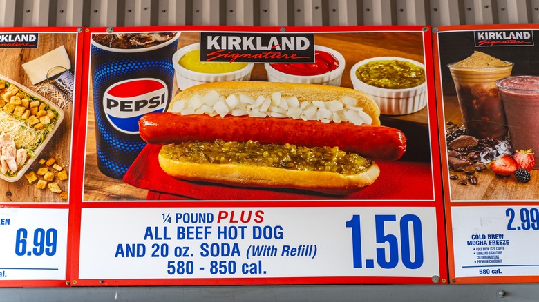 Costco hot dog menu sign