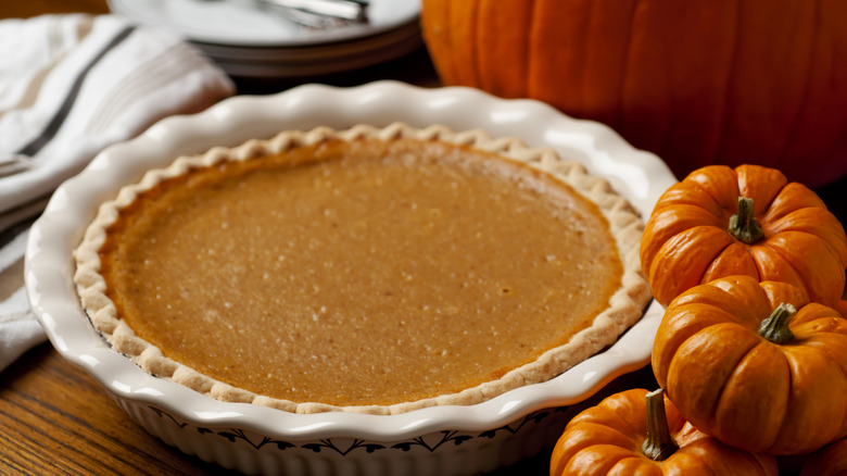 Pumpkin pie on a table