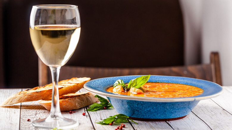 French tomato soup in bowl