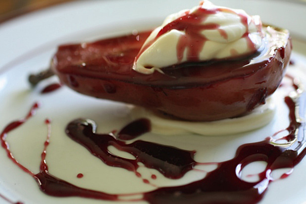 Red Wine Poached Pears with Vanilla Mascarpone