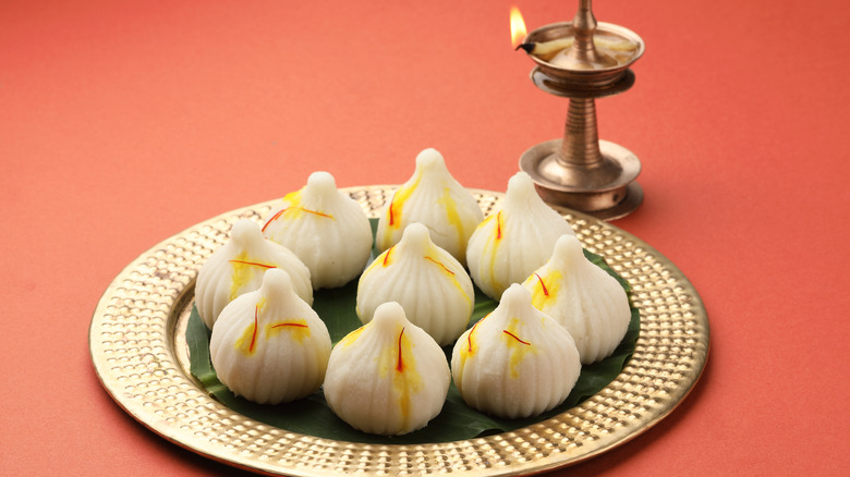 Plate of modak dumplings