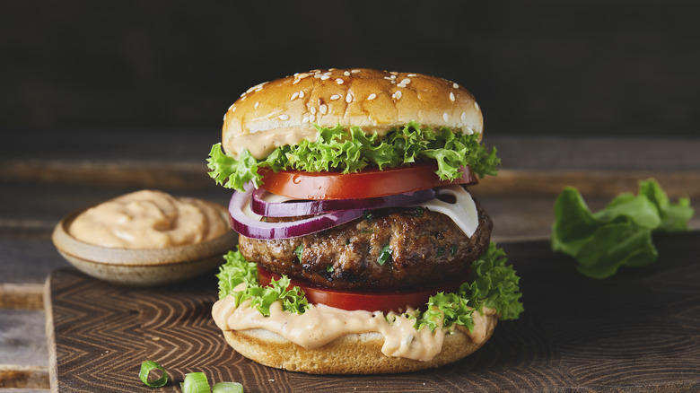 Burger with beef patty