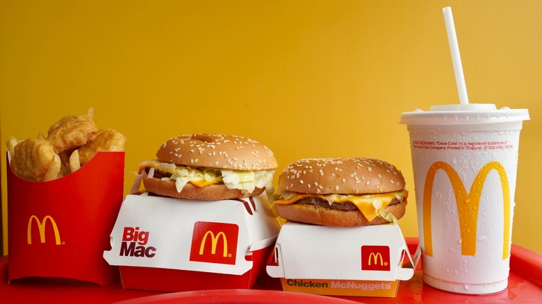 McDonald's meal on yellow background