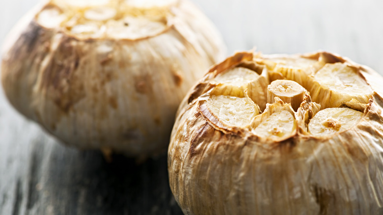 Close up of roasted garlic