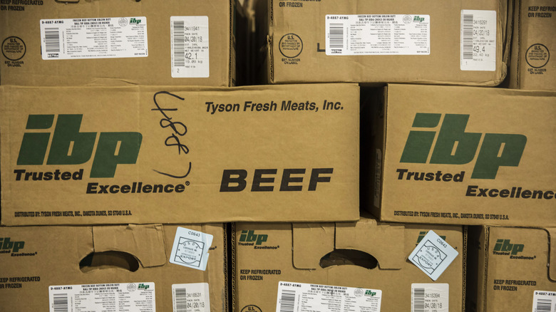 Tyson Fresh Meats beef in boxes