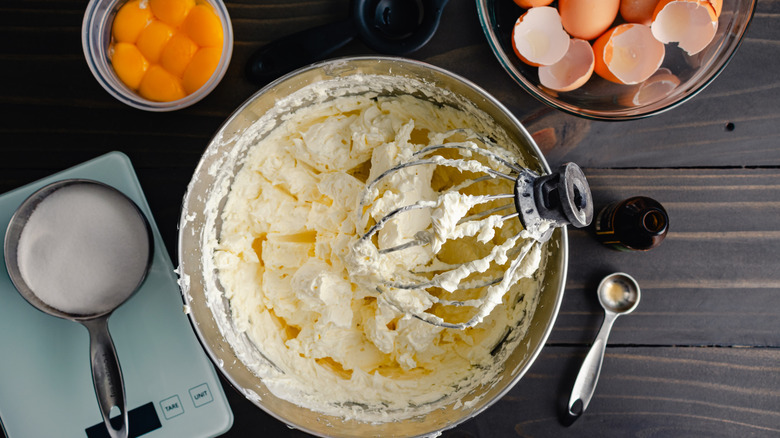 Swiss meringue buttercream frosting in a bowl