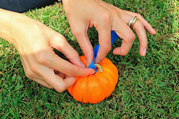 2. Tape the Pumpkin Stems