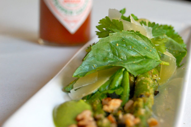 4. Grilled Asparagus Salad with Spicy Herbed Pesto