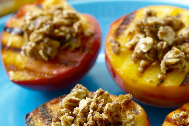 11. Grilled Peaches with Toasted Almond Granola Topping