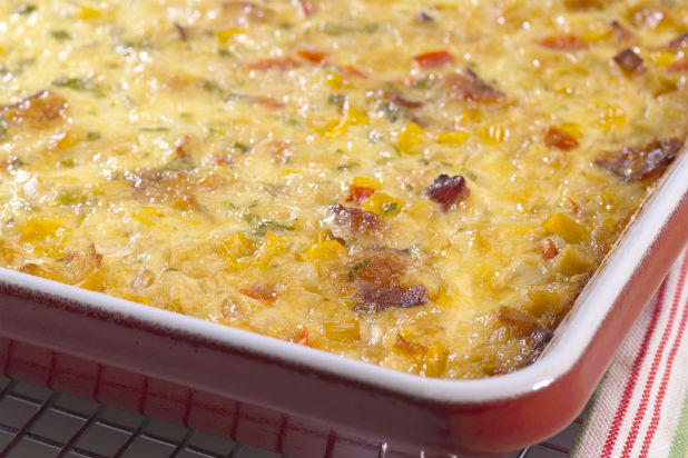 Corn Pudding with Bacon and Leeks