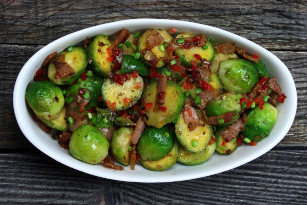 Mustard-Glazed Brussels Sprouts with Bacon