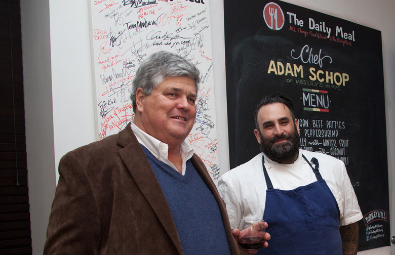 Chef Adam Schop with Colman Andrews 