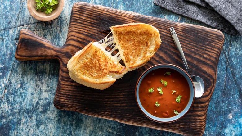 Grilled cheese with bowl of soup