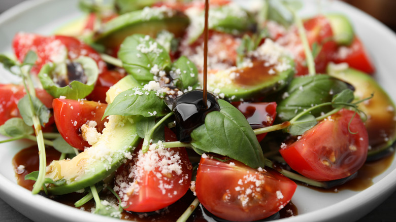 Balsamic vinegar drizzle on salad.