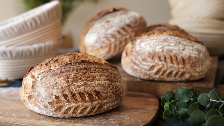 decorative loaves of sourdough bread