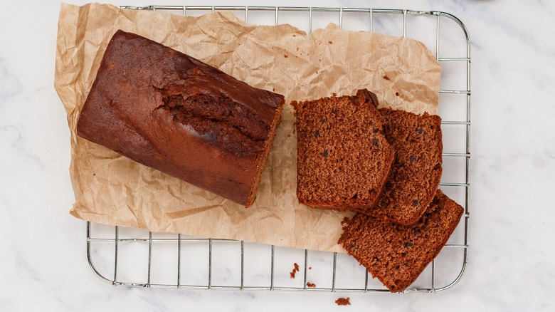 Chocolate banana bread sliced