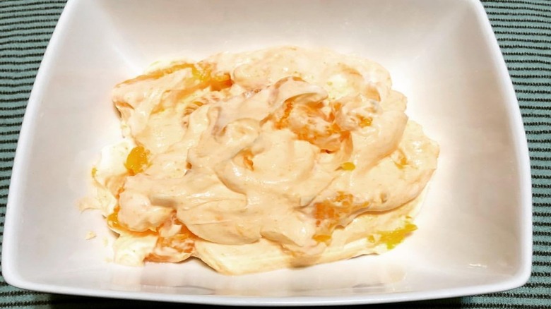 Jello fluff with orange slices