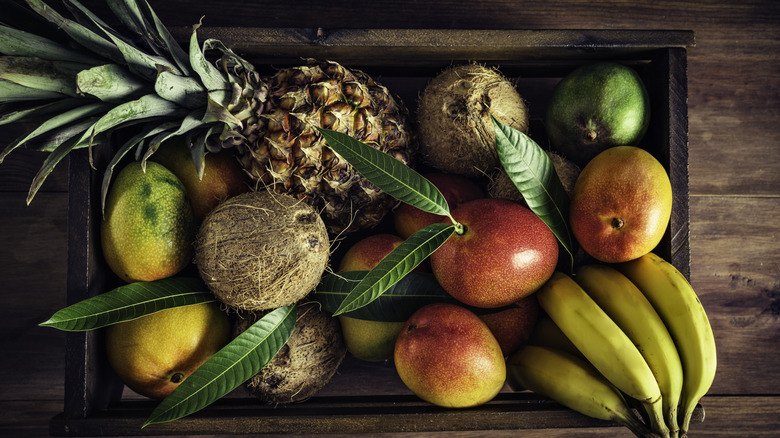 A variety of tropical fruits on a table