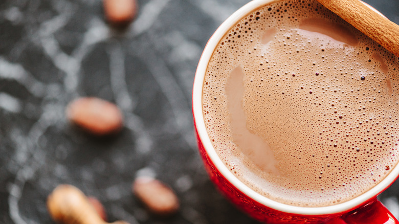 Cup of hot chocolate on a table