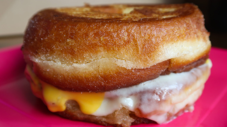 grilled cheese sandwich on donut