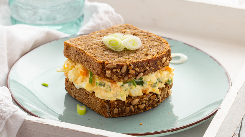 Egg salad sandwich on a plate