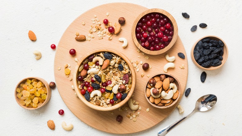 granola with dried fruit and nut add-ins