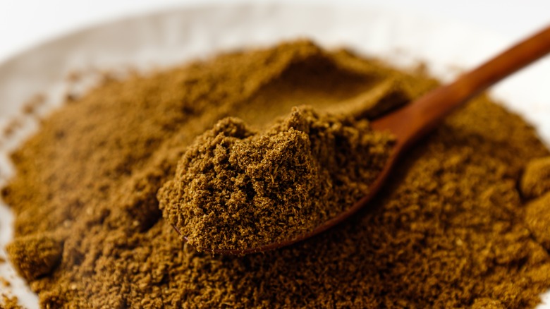 Garam masala on white background